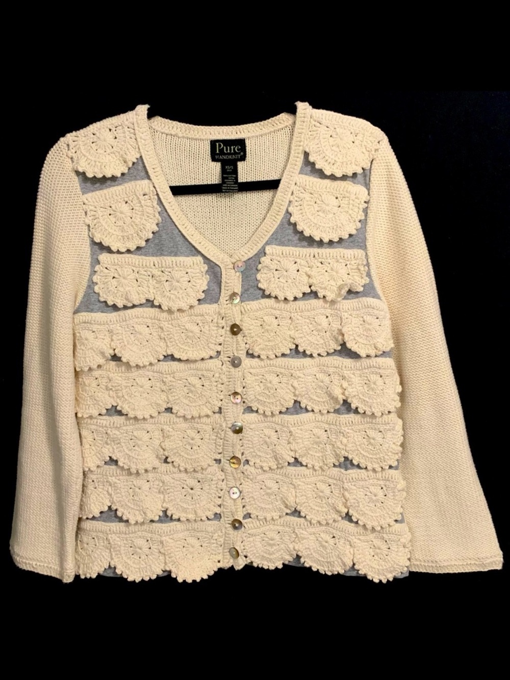 Pure Handknit 100% Cotton Buttoned Cardigan